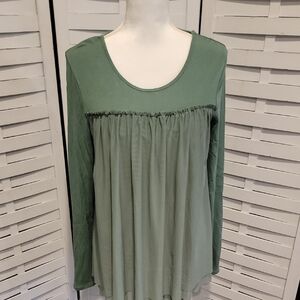 Matilda Jane Green Ruffle Mesh Longsleeve Top Size Small